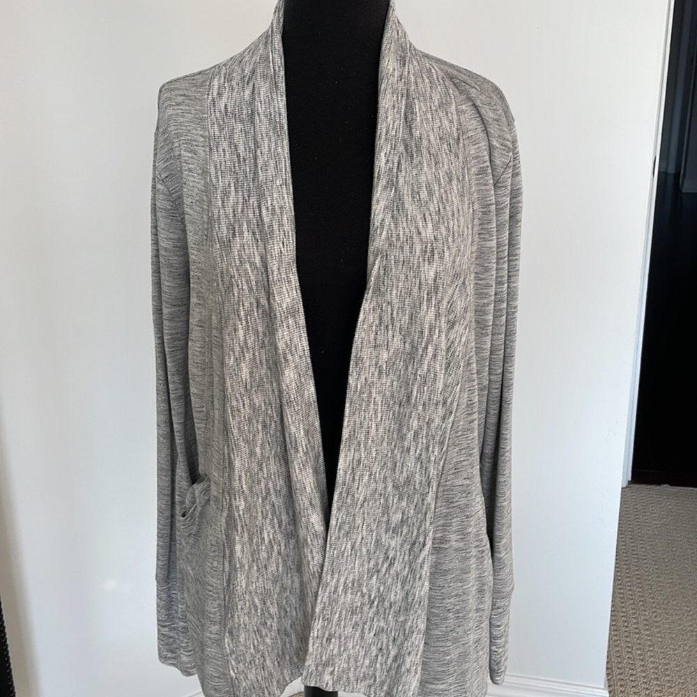 Grey Open-Front Women's Cardigan Sweater